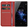 Leather Wallet Case & Card Holder Pouch for Sony Xperia XZ2 Premium - Red